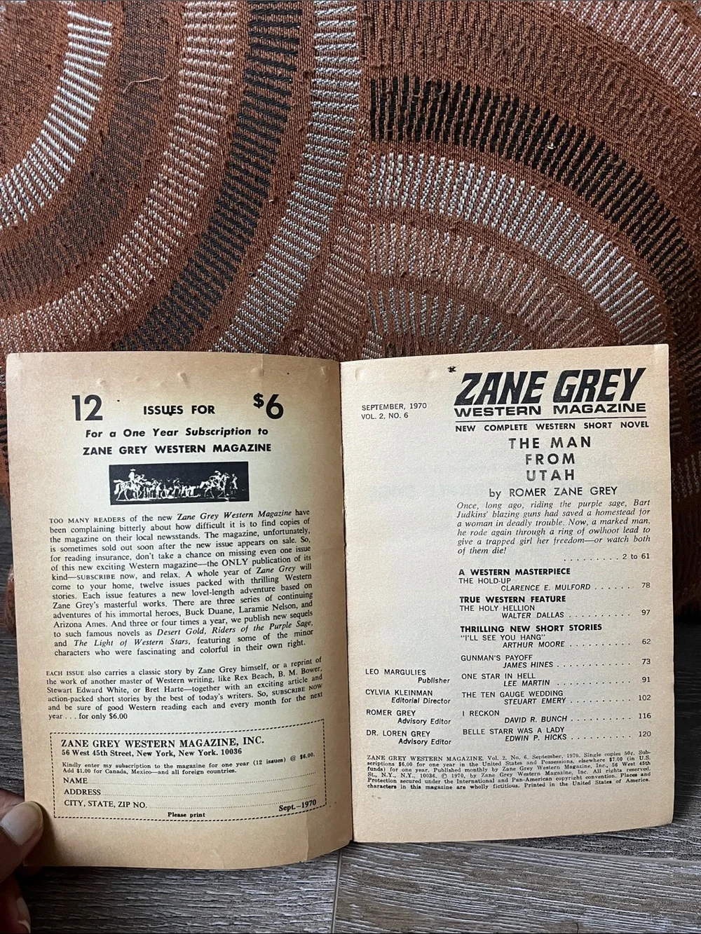Zane Grey Western Magazine - September 1970 VOL. 2, NO. 6